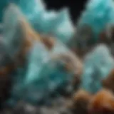 Close-up view of smithsonite crystals displaying unique color patterns