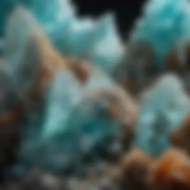 Close-up view of smithsonite crystals displaying unique color patterns