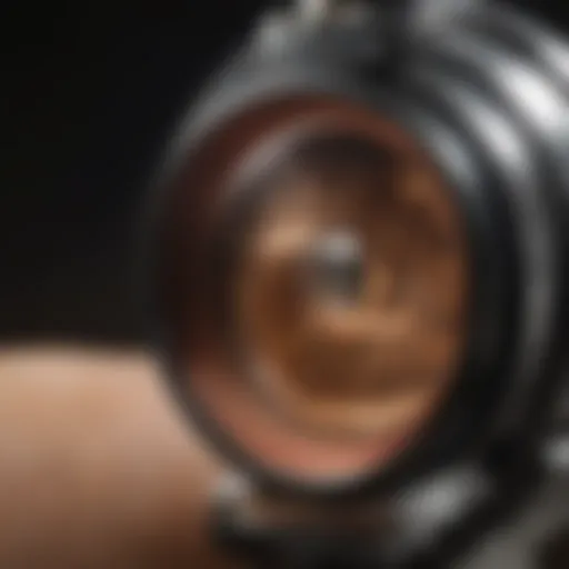 Close-up view of a high-quality jewelers loupe highlighting lens clarity