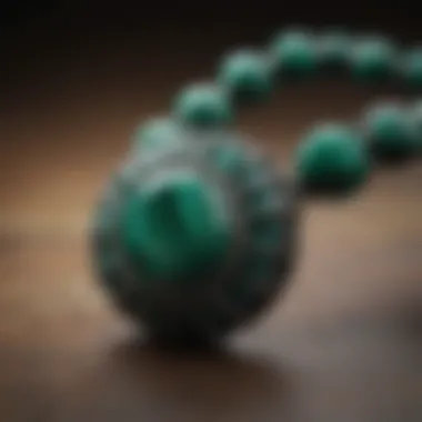 Close-up of malachite jewelry highlighting craftsmanship and detail