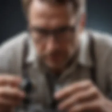Gemologist Examining a Gemstone Expert gemologist examining a gemstone with a refractometer