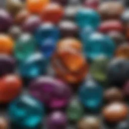Close-up of polished gemstones showcasing vibrant colors and textures.