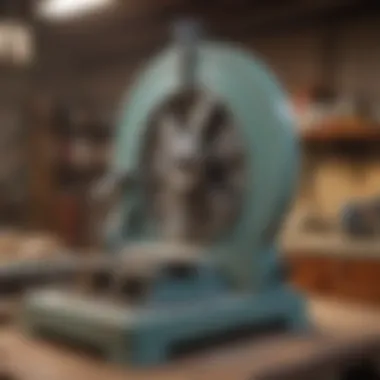 Lapidary Trim Saw in Optimal Working Condition A well-maintained lapidary trim saw in a workshop setting.